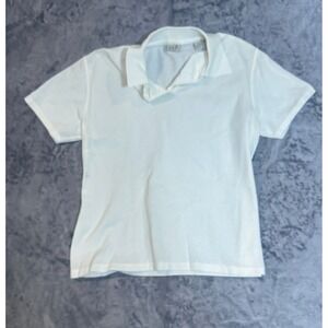 Como Sport White Cotton‎ Polo Shirt Made in Italy Short Sleeve Womens M, preppy